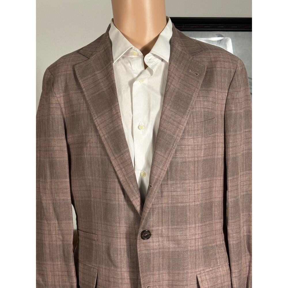 Brunello Cucinelli Peach/Brown Wool Linen silk Blazer Sport Jacket 46 38R US Men